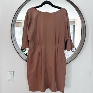 Topshop nude dusky pink satin low back long sleeve minidress size 10